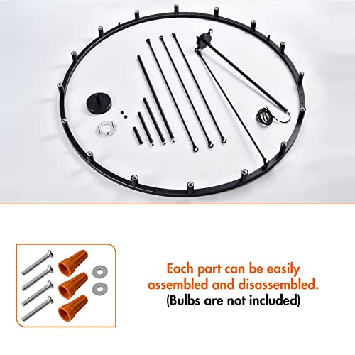 7 Pandas Large Round Kitchen Island Light, 47" 16-Light Farmhouse Wagon Wheel Chandelier For Kitchen Island Dining Room Light Fixtures And Hanging Pendant Lighting, Dark Bronze #TOP7