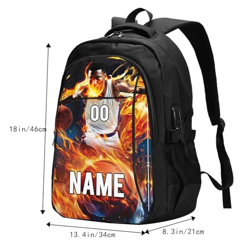 Custom Backpack with Name Personalized Travel Bags Customize for Adults Men Women Camping Casual-Basketball3