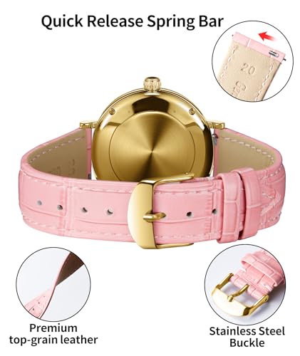 Image of BINLUN Leather Watch Band Genuine Calfskin Replacement Watch Strap Quick Release Crocodile Pattern 10 Colors 13 Sizes for Men Women(10mm,12mm,14mm,16mm,17mm,18mm,19mm,20mm,21mm,22mm,23mm,24mm)