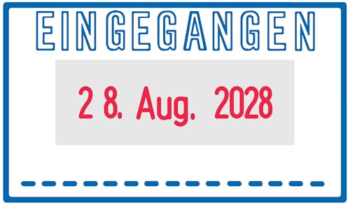 Trodat Printy 4750/L1 Datumstempel „EINGEGANGEN“ – selbstfärbender Bürostempel mit zweifarbigem Abdruck (blau/rot) – Eingangsstempel für Büro, Posteingang & Dokumente – Abdruckgröße 41 x 24 mm