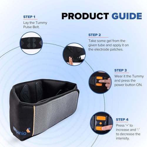 Image of COMPANIO Tummy Pulse massager device - Relief from tummy pain & Reduce Unwanted Belly /Tummy Fat - 30 different variations with 20 intensity- EMS technology Scientifically Proven - Lightweight - Change Intensity as per need - Portable - Rechargeable - No Side Effects - boost metabolism