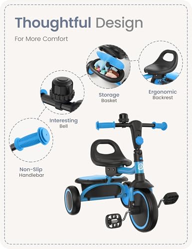 Image of besrey Toddler Tricycle with Bell, for Ages 18 Months to 5 Years
