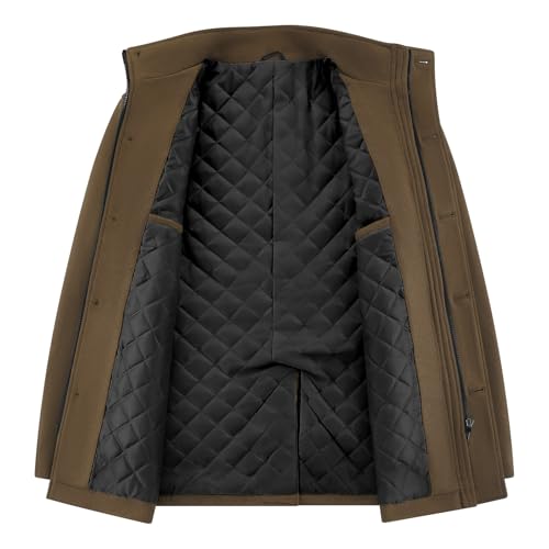 MODFUL Herren Wollmantel Mittellang Warm Wolle Wintermantel Peacoat Slim Fit für Business (Kaffee, L)