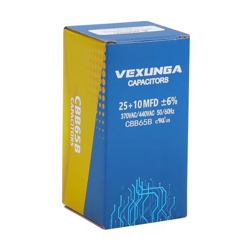 image for VEXUNGA 25/10 uF 25+10 MFD 370VAC or 440VAC Dual Run Start Round A/C C