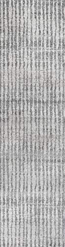 Image of JONATHAN Y Skoura Modern Bold Stripe Beige /Dark Gray Runner Rug, 2x8, Bohemian, Casual, Easy-Cleaning for Living Room, Bedroom, Kitchen, Pet Friendly, Non-Shedding (MOH305A-28)