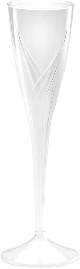 1-Piece Plastic Champagne Glasses, 5 Ounce, Clear (60-Count)