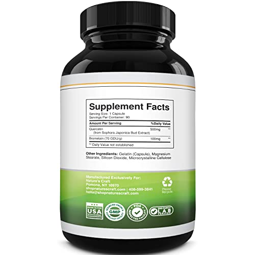 Immune Support Quercetin With Bromelain Supplement - Quercetin 500Mg & Bromelain 100Mg Antioxidant Supplement For Joint Support Lung Health And Immunity - Advanced Quercetin Bromelain Supplement 90Ct #TOP2