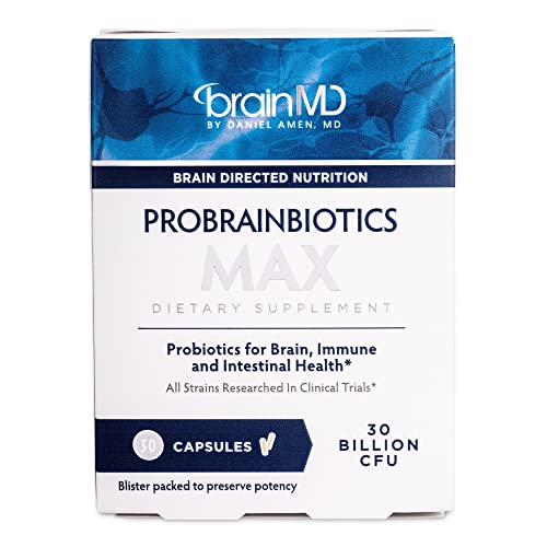 BRAINMD Dr Amen ProBrainBiotics MAX - 30 Capsules - Probiotics for Brain, Immune & Intestinal Health - Gluten Free - 30 Servings