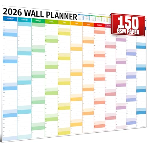 Wall Planner 2026 UK - A1 Extra Large 84 x 60cm Colour Full Year Family Planner Calendar 2026 For Home Office Teacher Calendars & Personal Organisers - Columns Edition