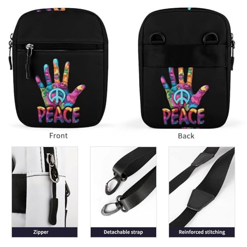 Hand Print Peace Sign Small Sling Bag Casual Crossbody Bag Shoulder Purse for Travel Hiking3