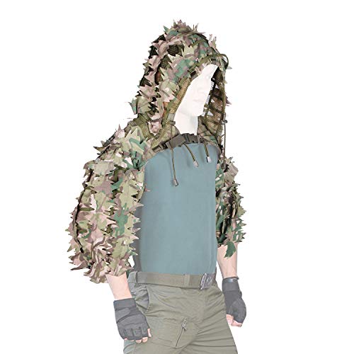 Costume Ghillie Adulte Camouflage 3D Feuillage Forêt Jungle Armée, Avec Deux Chapeaux Inclus