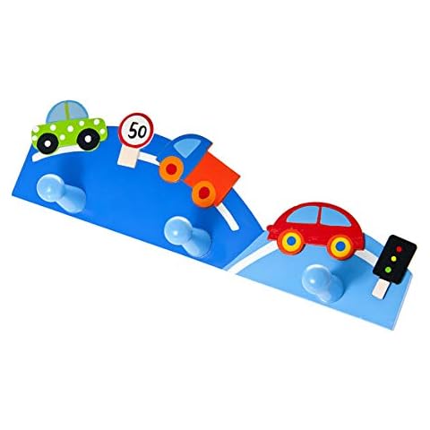 Mousehouse Gifts Kinder Wandhaken Kleiderhaken Blau Auto Car aus Holz für Jungen Cover