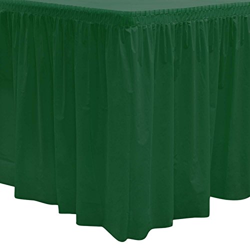 Party Essentials Plastic Table Skirt, 1-Count, 29" W x 8' (96") L, Hunter Green