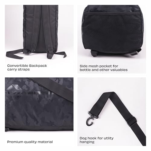 Image of Nivia Solo Gym Bag for Men & Women, Ventilated Shoe Compartment, Internal Utility Pocket, Side Mesh Pocket, Convertible Carry System, Ideal For Fitness, Sports, Travel, Workout & Training (Black), 25L