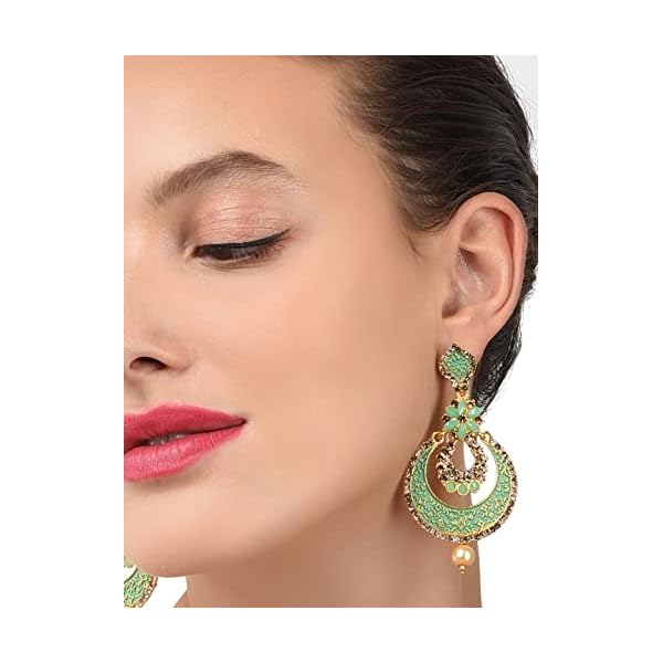 Zaveri Pearls Gold Tone Beautifully Enamelled Dangle & Drop Earring For Women-ZPFK7345 - Image 7