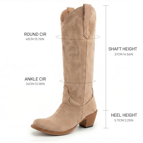 Image of Women's Mid Calf Cowboy Boots Western Pointed Toe Embroidered Boots
