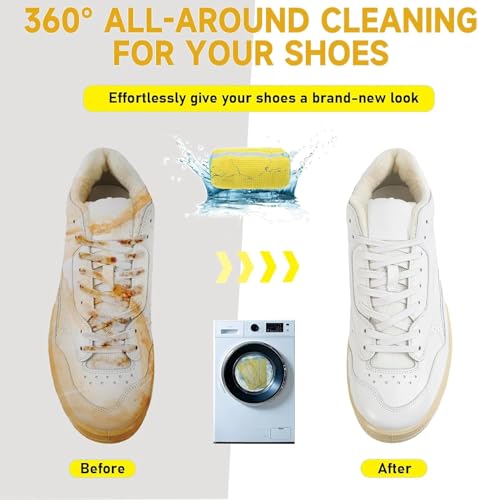 Image of SAMEZONE Shoe Washing Machine Bag Laundry Shoe Bag for Washer and Dryer Reusable Shoe Cleaning Bag for Sneaker Tennis Shoes Unstain Deep Cleaning Washable Laundry Organizer Bag (1, Yellow)