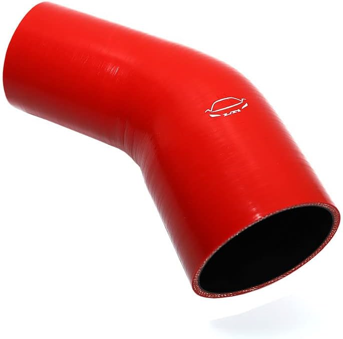 Mangueira de silicone reforçada 4 camadas para turbo e intercooler, cotovelo redutor 45° TenKeAuto 3"–3,5" – Vermelha