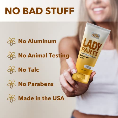 Super Fresh Lady Parts Feminine Hygiene Body Powder Deodorant Lotion For Breasts, Private Parts, Crotch & Inner Thigh to Stop Odor & Friction - Aluminum Free Deodorant For Women - No Talc or Parabens - POWDER PROTECTION - CocoVanilla Scent - 4oz