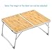 SUPERJARE Foldable Laptop Table, Bed Desk, Breakfast Serving Bed Tray, Portable Mini Picnic Table & Ultra Lightweight, Folds in Half with Inner Storage Space - Bamboo Wood Grain