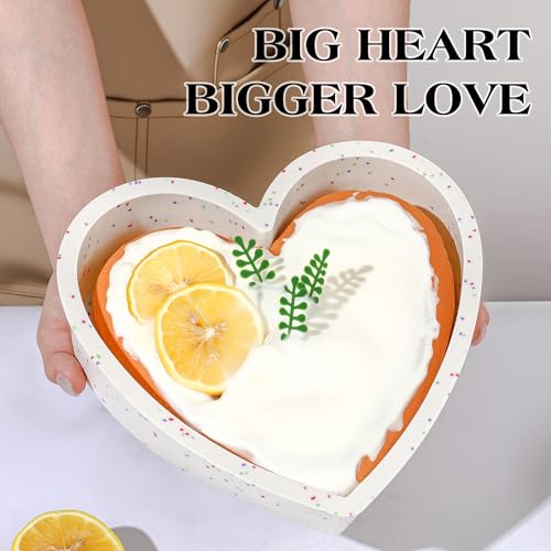 AOTASO 3 Pcs Silicone Heart Shaped Cake Pans 10 Inch 8 Inch 6 Inch Mini Small Large Heart Cake Pan Set Nonstick Silicone Heart Molds for Baking (Cream) by AOTASO - Image 3