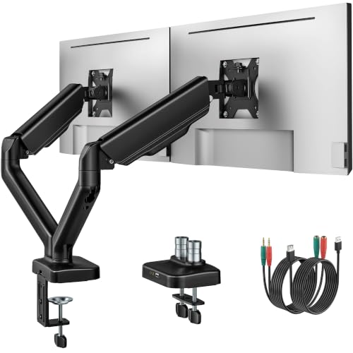 monTEK Dual Monitor Arm with USB Ports for 17-32" Screen up to 19.8 lbs