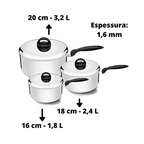 Kit Panela Eterna Polida 3 Peças - Nigro