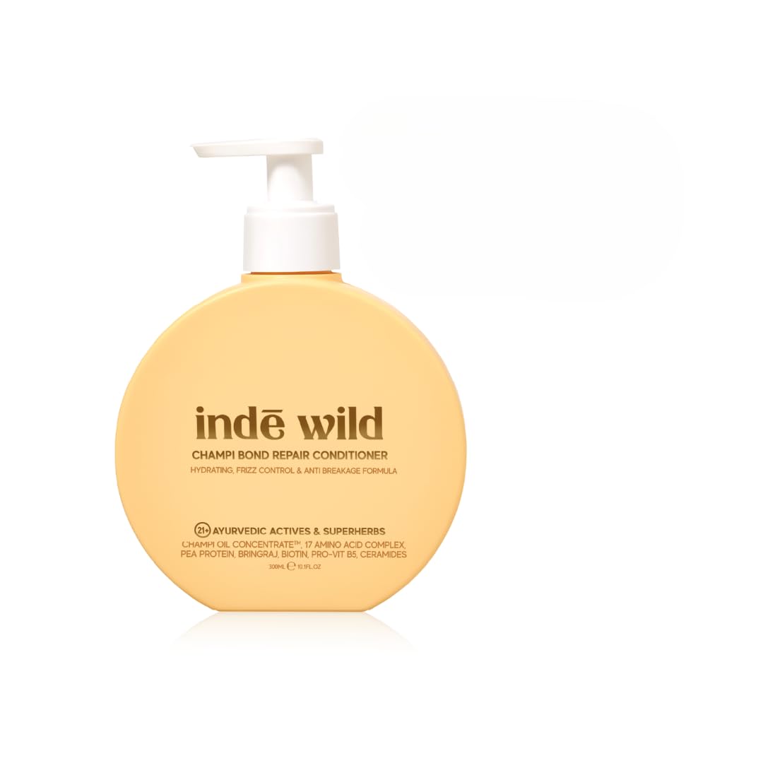 indē wild Champi Hair Conditioner For Bond Repair With 17 Amino Acid Complex | Hydrating, Controls Frizz & Breakage | Amla, Coconut Oil, Bhringraj & Biotin | 300ml
