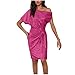 One Shoulder Sequin Dress for Women Sparkly Bodycon Cocktail Knot Party Dresses Ruched Fashion Formal Evening Gowns S-2XL Hot Pink