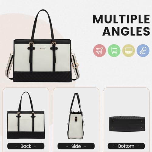 Image of LOVEVOOK Tote Bag for Women, 17 inch Canvas Laptop Tote, Large Capacity Work Bag with Clutch Purse, Computer Bag Office Business Briefcase, Casual Handbag for Travel College Teacher School