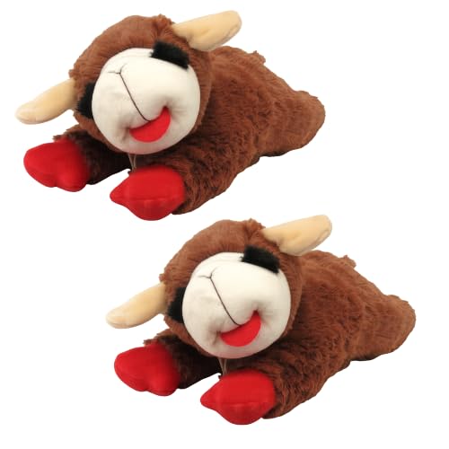 MultiPet LambChop Plush Dog Toy 10" with Squeaker Color:Brown Size:10 Inch Pack of 2