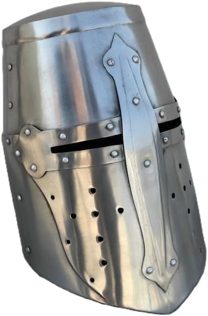Medieval Templar Cross Crusader Helmet-Knight Helmet-Medieval Helmet-Cosplay Costume LARP Reenactment Great Helmet