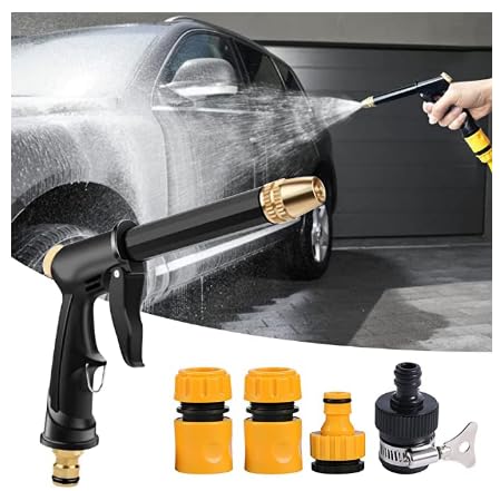Pressure Washer, 2026 New Power Washer Garden Hose Spray Gun with 3 Nozzles, Universal Compatibility High Pressures Hose Attachment Cleaner for Garden Outdoor Car Washing (Gold)