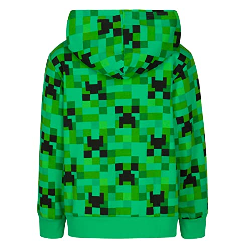 Minecraft Boy's Hoodie - Green Creeper Zip-Up Hooded Sweatshirt for Boys and Teens Ages 4-184