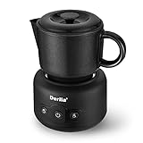 Derlla Milchaufschäumer Elektrisch, Milk Frother, Milchaufschäumer Induktion, Spülmaschinenfester Milchbehälter, für Milchschaum Heiss, Kalt, Heiße Schokolade, Mattschwarzer Körper