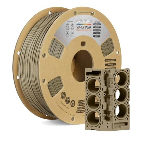 OVERTURE Super PLA+ Filament 1,75 mm, bobine 1 kg (2,2 lbs), précision dimensionnelle +/- 0,03 mm, pour imprimante 3D