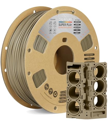 Image of OVERTURE Super PLA+ Filament 1.75mm, Toughness Enhanced PLA Plus, Professional Toughness 3D Printer Filament 1kg (2.2lbs), High Precision + /- 0.02mm (Light Brown)