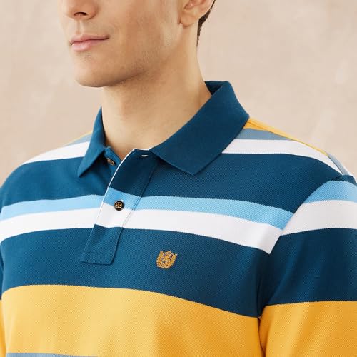 Image of FAHRENHEIT Poly Cotton Stripe Pique Polo Short Sleeves T Shirt