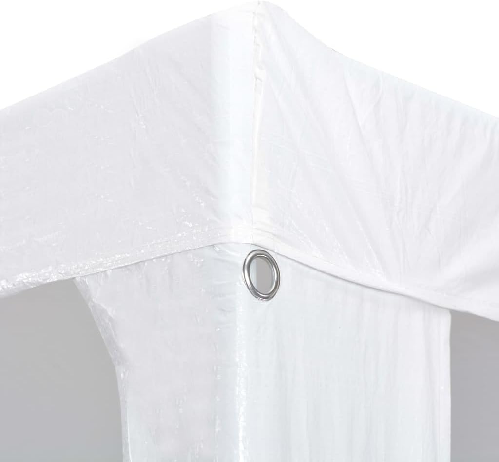 vidaXL White Party Tent - UV and Water-Resistant PE Material with Rust-Resistant Steel Frame - Easy to Assemble Outdoor Gazebo for Parties and Events - 9.8'x39.4'