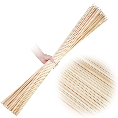 100PCS 36 inch Bamboo Skewers for Marshmallows SMores Fire Pit BBQ Kabob Grilling Camping.More Size Choices 6/8/10/12/36