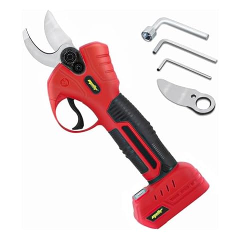 Electric Pruning Shears, Cordless Garden Pruner w/ 2,6000RPM Brushless Motor, Imported Steel Blades-25mm(0.98") Cut Diameter For Garden Tree Branch (Tool Only) (Red) Cover