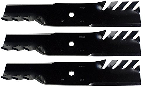 USA Mower Blades (3 CMB184BP Toothed Extra High Lift Blade Fits Bad Boy 038-5350-0050 038-5350-00 Length 16 1/2 in. Width 3 in. Thickness .250 in. Center Hole 5/8 in. 32 in. 48 in. Deck