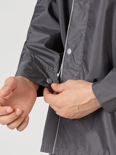 Image of ZEEL Water Fighter Rain Coat For Men with Adjustable Hood, Polyester Waterproof Full Sleeves, Top and Bottom Set Rainwear, Front Zip with Flap, Lightweight Raincoat (EWF79, Asphalt, 3XL)
