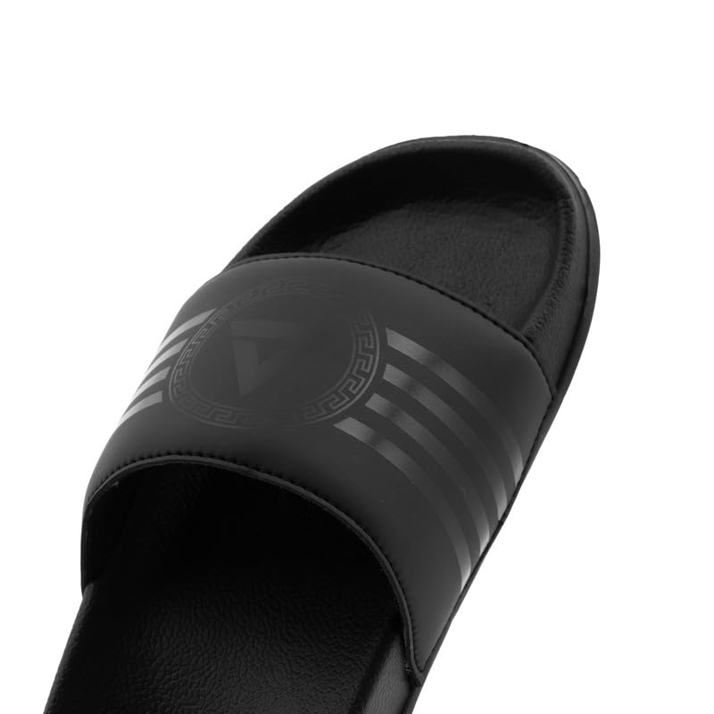 Image of ARVAN Mens Striped Logo EVA Sliders | Lightweight Slip-On Slippers with Cushioned Sole | Casual Open-Toe Slides