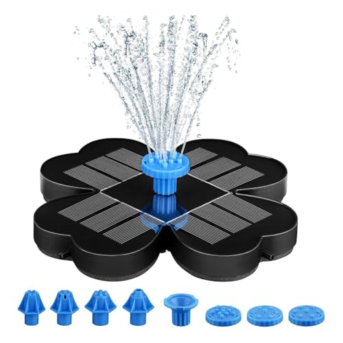 Fontana ad energia solare per giardini, piscine e laghetti, con sistemi di fissaggio innovativi e filtri