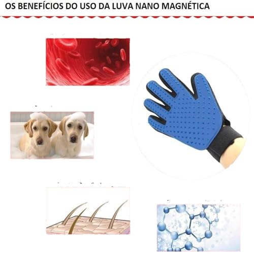 Luva Magnética para Remoção de Pelos, Escova de Limpeza para Cães e Gatos, Azul