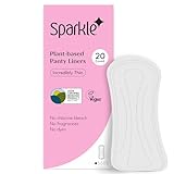 Sparkle Panty Liners for Women, Plant-Based Daily Pantiliners Designed for Sensitive Skin, Pads for Women, Unscented, Chlorine Free, Ideal for Everyday Discharge, Flexible (Incredibly Thin, 20 Count)