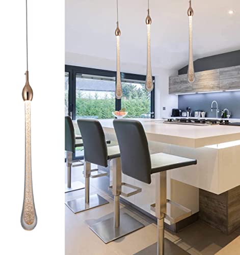 Lampe à Suspension LED en Verre Pour Table à Manger Lampe à Suspension Réglable en Hauteur Lampe à suspension Créative en forme de larme 5W 4000K Lampe de Salle à manger, Lampe de chevet B Cover