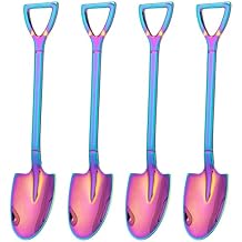 4-Pack 6-Inch Colorful Shovel - Shaped Dessert Spoons Stainless Steel Ice Cream Scoops for Party Cake Pudding Tableware