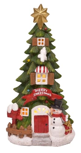Mark Feldstein Christmas Tree House LED Figurine, 10 in
